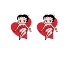 Øreringe - Ørestik med Betty Boop, rød hjerte